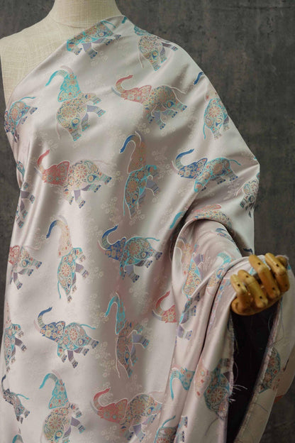 Elephant Brocade Fabric: 55" Ethnic Tibetan Damask, Costume Upholstery