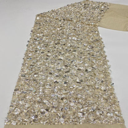Tissu en maille brodée de sequins ���� Appliqué floral ��, Brida"W