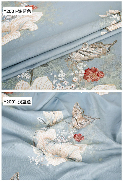 Tissu jacquard papillon : 145 cm de large, polyester, matériau de couture