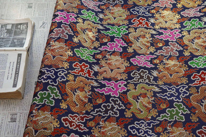 Chinese Dragon Brocade Fabric - Auspicious Cloud Woven Textile, 60" Wide