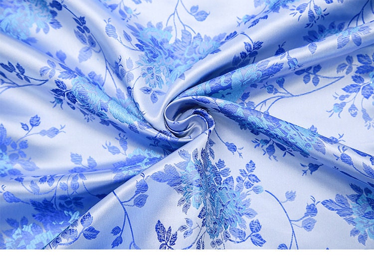 Silk Brocade Fabric: Rose Flower Jacquard, 45" Wide - By The Meter