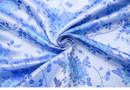 Silk Brocade Fabric: Rose Flower Jacquard, 45" Wide - By The Meter