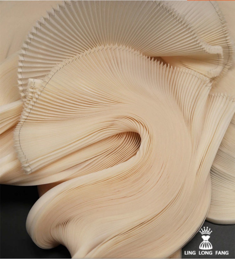 Pleated Chiffon Fabric: Hand-Pressed Texture, 56" Wide, 4 colors
