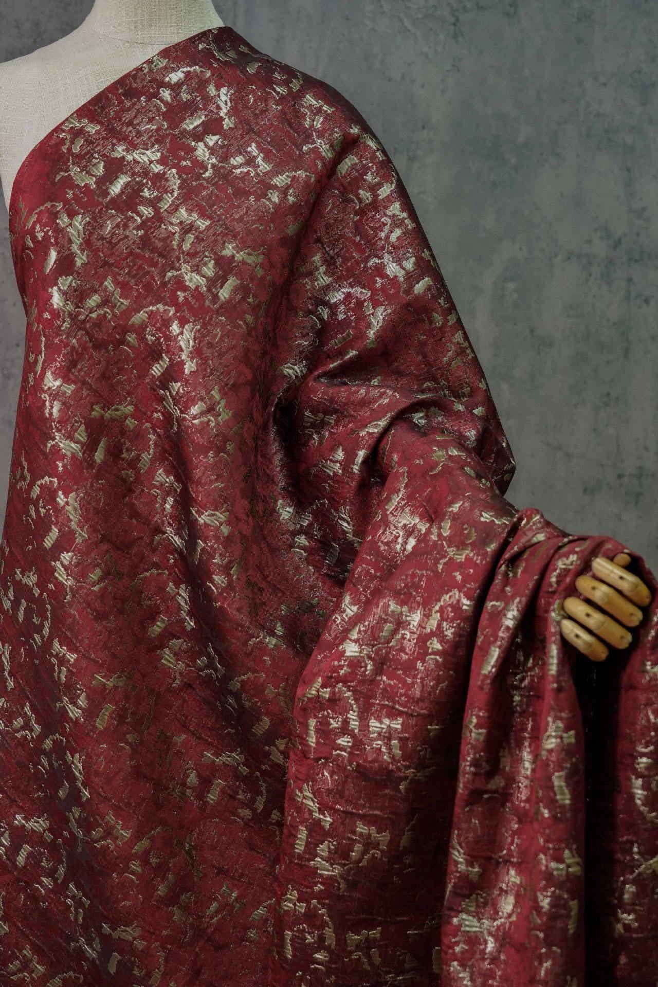 Gold Thread Jacquard Fabric: 3D Oil Painting Texture, 59" Wide - By The Meter