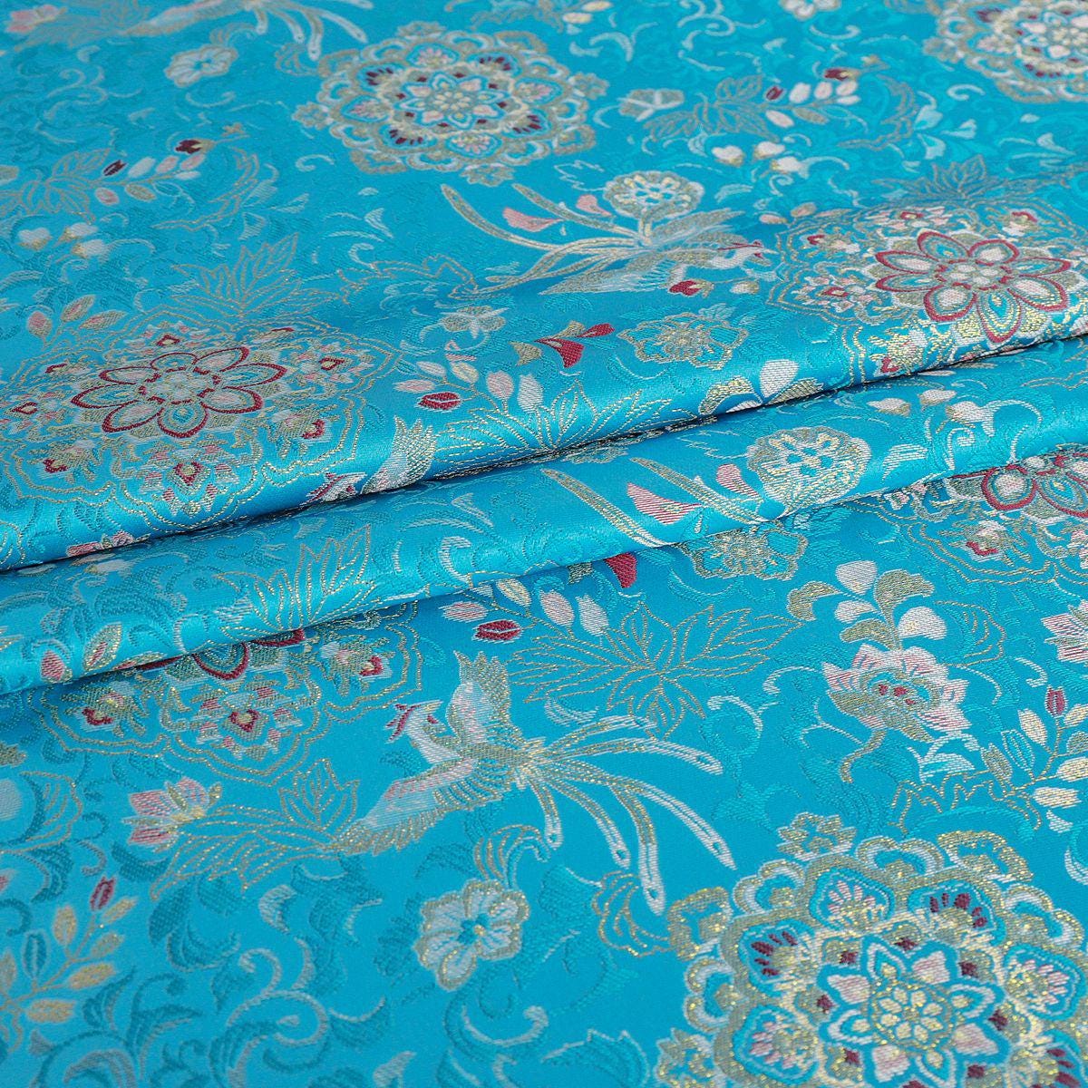 Auspicious Baoxiang Flower Brocade Fabric: 55"W Tibetan Robes