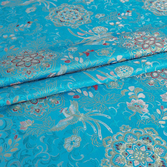Auspicious Baoxiang Flower Brocade Fabric: 55"W Tibetan Robes