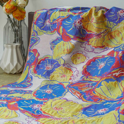 Tissu jacquard à motif floral : polyester texturé 3D, largeur 145 cm