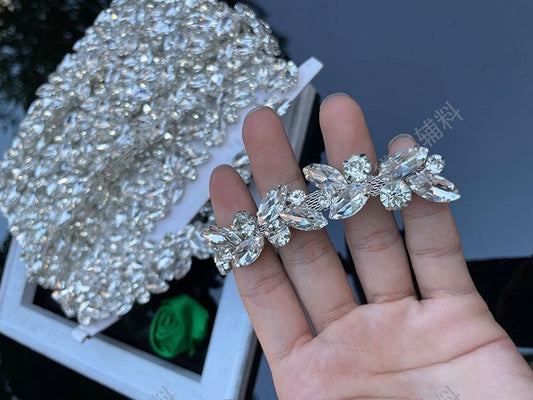 Bridal Rhinestone Applique: Crystal Wedding Belt, Doll Costume Decor