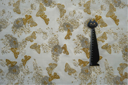 Gold Butterfly Jacquard Fabric: 48"W Designer Upholstery