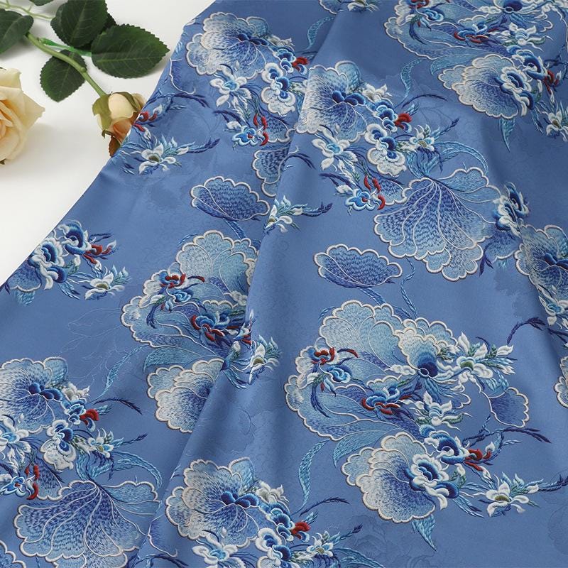 Tissu satin de soie pour thé : ameublement, costumes, rideaux de style chinois (150 cm de large)