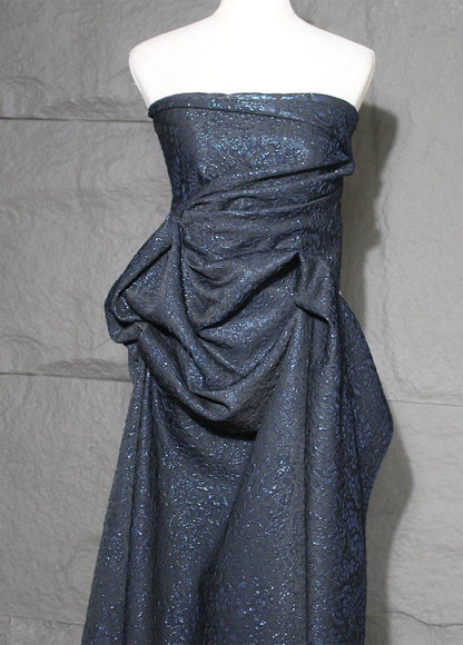 Metallic Gold Thread Jacquard Fabric: 3D Embossed Woven Material (55"W)