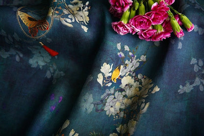 Jade Green Floral Ramie Fabric: Natural Fiber, Upholstery & Sewing (57"W)