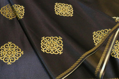 Blue Brocade Fabric: Chinese Mongolian Style Rayon Blend (29.5" Wide)
