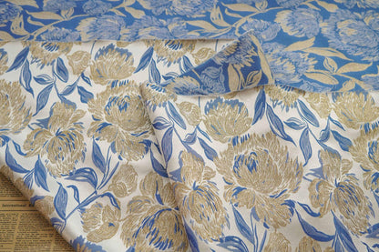Gold Thread Floral Jacquard Fabric: Vintage Palace Designer Fabric, 62" Wide