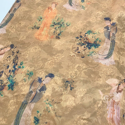 Ancient Ladies Print Fabric: 57"W Polyester Spandex Sewing Fabric