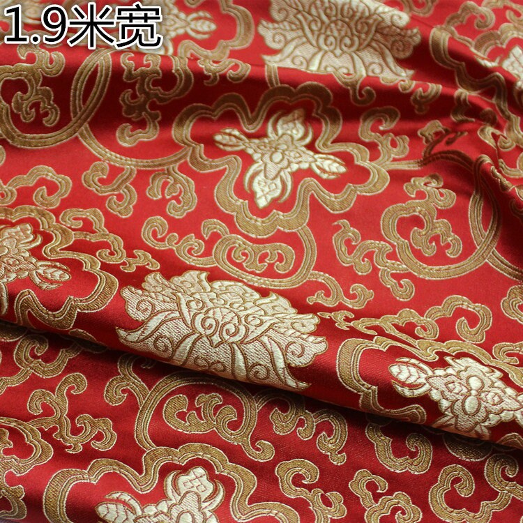 Vintage Chinese Brocade Fabric: 75" Wide Satin Silk Tapestry