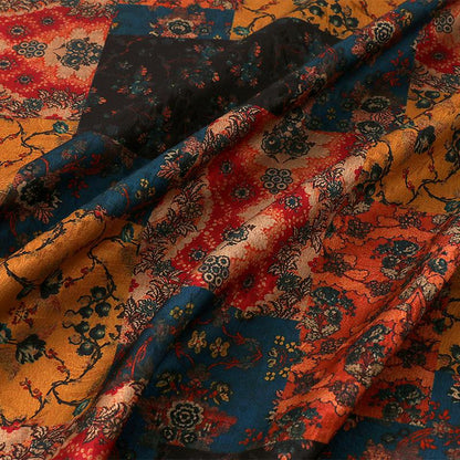 Bohemian Geometric Jacquard Tea Silk Satin Fabric: 59"W Upholstery & Costume