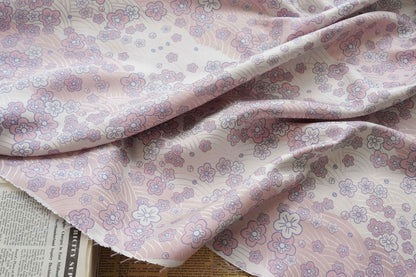 Japanese Brocade Fabric: Fish Scale Flower Jacquard Kimono Damask, 59" Wide