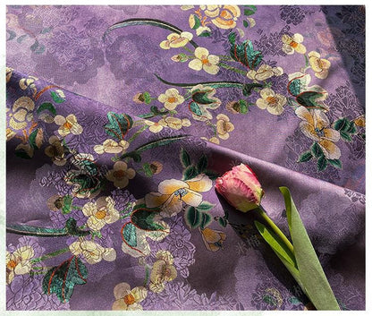 Purple Mist Jacquard Xiangyun Rayon Silk Fabric ��� Handwoven Floral Brocade for Dress, Gown, Wedding, Craft, DIY Sewi"W