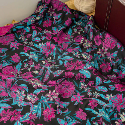 Gold Thread Floral Jacquard Fabric: Vintage Palace Designer Material