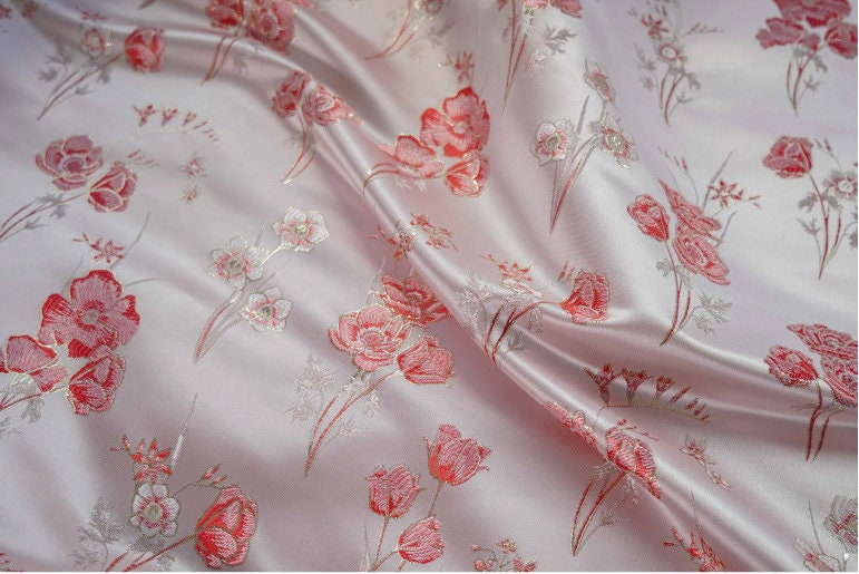 Floral Jacquard Brocade Fabric: 59"W Rayon Blend Sewing Material