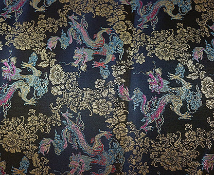 Dragon Brocade Fabric: Colorful Jacquard Satin, Home Decor (35"W)