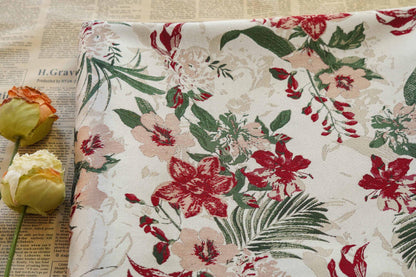 Floral Jacquard Woven Fabric: Embossed Oil Painting Style, 58"W