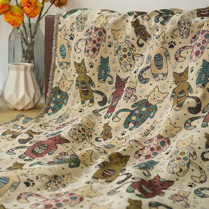 Cat Zoo Jacquard Fabric: Autumn Winter Upholstery, Sewing Material (59"W By 1 Meter)