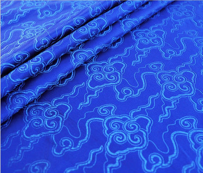 Tissu brocart de soie bleu royal : matériau de couture d’ameublement traditionnel