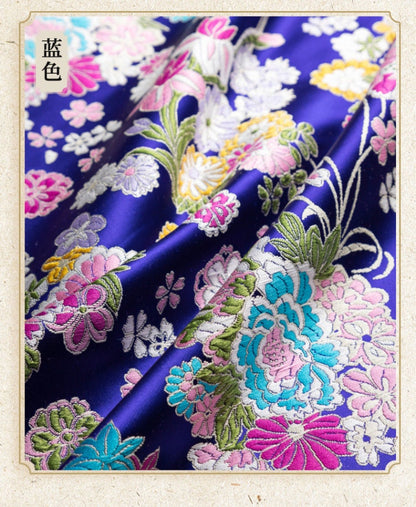 Tissu brocart de soie japonais Nishijin : Jacquard Hortensia (largeur 29,5")