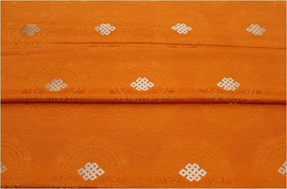 Buddha Symbol Brocade Fabric: 29.5"W Floral Jacquard Satin