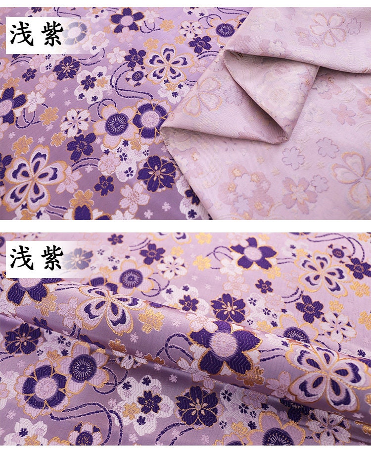 Sakura Jacquard Brocade Fabric: Red & Purple Silk Rayon Blend
