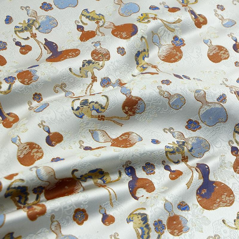 Gourd Brocade Fabric: Red Fortune Design, Cheongsam, Costume, Decor - 59"W