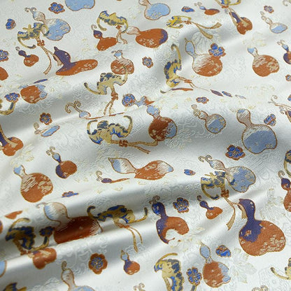 Gourd Brocade Fabric: Red Fortune Design, Cheongsam, Costume, Decor - 59"W