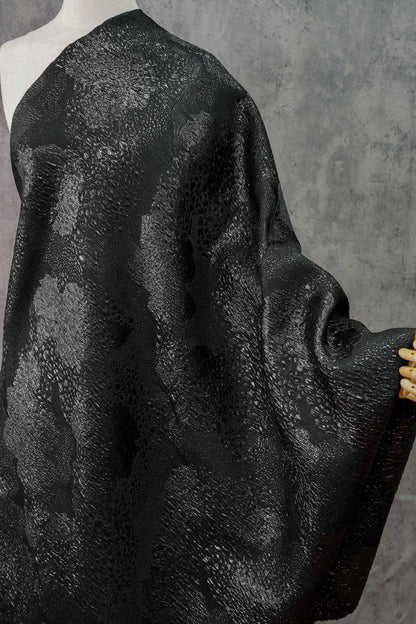 Black & Gold Jacquard Fabric: 3D Texture Upholstery, Prom Dress Sewing, 54" Wide