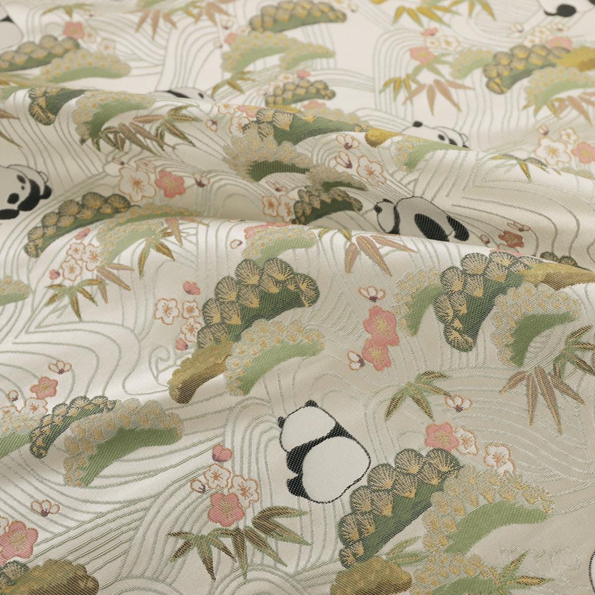Panda Brocade Satin Fabric: 55" Wide Chinese Style Sewing