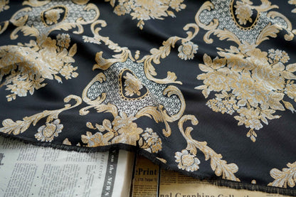 Tissu jacquard brocart style palais rétro : revêtement en polyester de 150 cm de large