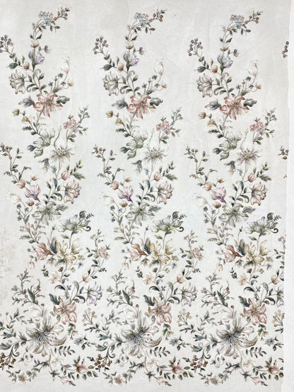 Embroidered Floral Fabric, Beads & Sequins, Cheongsam Dress Material