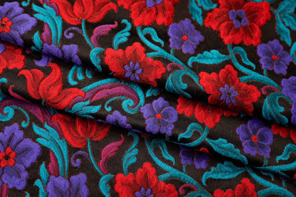 Floral Lurex Jacquard Fabric: 3D Flower Pattern, 62" Wide By 1 Meter