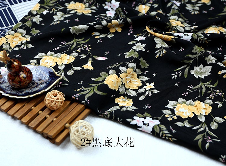 Floral Print Chiffon Fabric: Soft Polyester Satin, 59" Wide