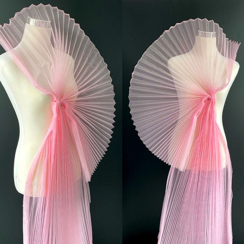 Pleated Tulle Fabric: 59" Wide Stiff Mesh, Designer Wedding Material