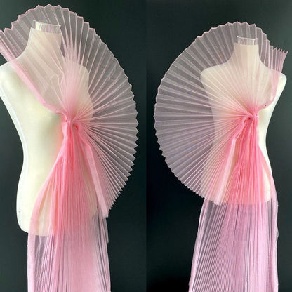 Pleated Tulle Fabric: 59" Wide Stiff Mesh, Designer Wedding Material