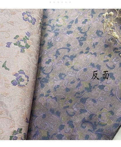 Tissu brocart floral rose et violet : 59 pouces, style zen, pour ameublement