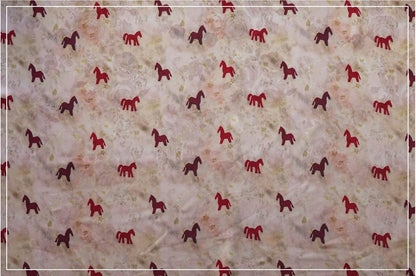 Horse Print Satin Fabric ��� Chinese Style Rose Dec"W