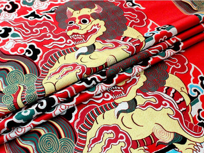 Tibetan Kirin Fabric: Silk Rayon Blend, Dharma Pad Upholstery