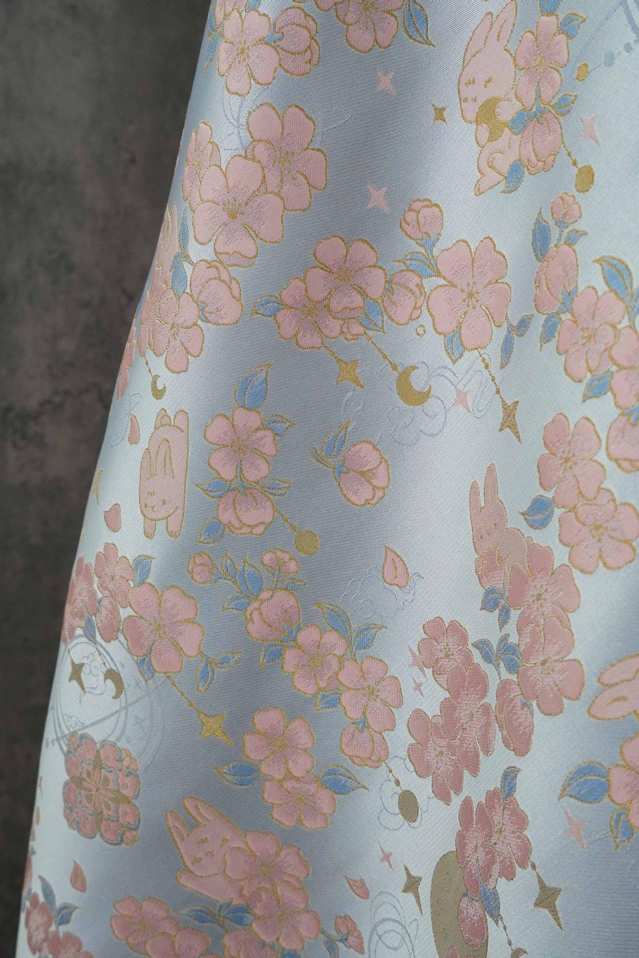 Golden Song Brocade Jacquard ��� Jade Rabbit and Begonia Blossom Desi"Wide