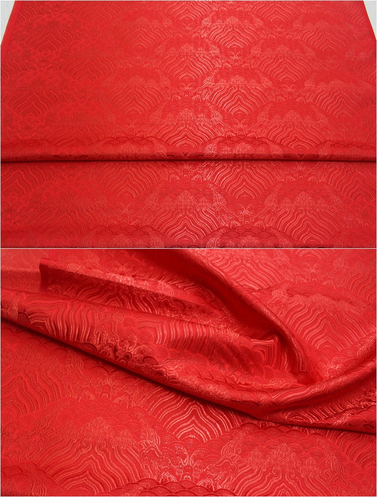 Ocean Waves Silk Rayon Brocade Fabric: Upholstery, Costume, Decor