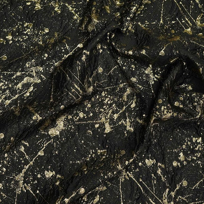 Gold Thread Jacquard Fabric: Retro Abstract Upholstery, Costume, Bag - 54"W