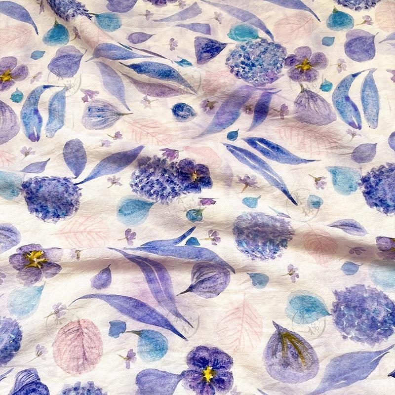 Quilting Fabric, Mist Blue Floral Cotton Fabric: Soft Jacquard Look Sewing Material