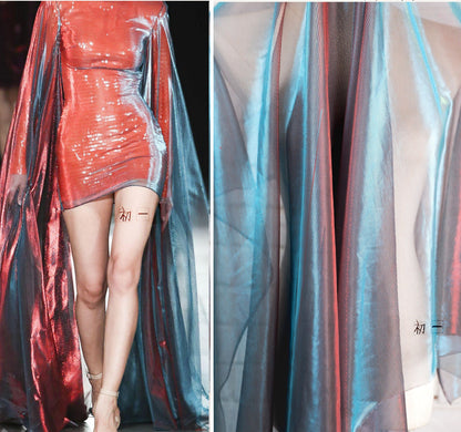 Gradient Hollow Mesh Fabric, Laser Illusion Polyester, Costume, Decor